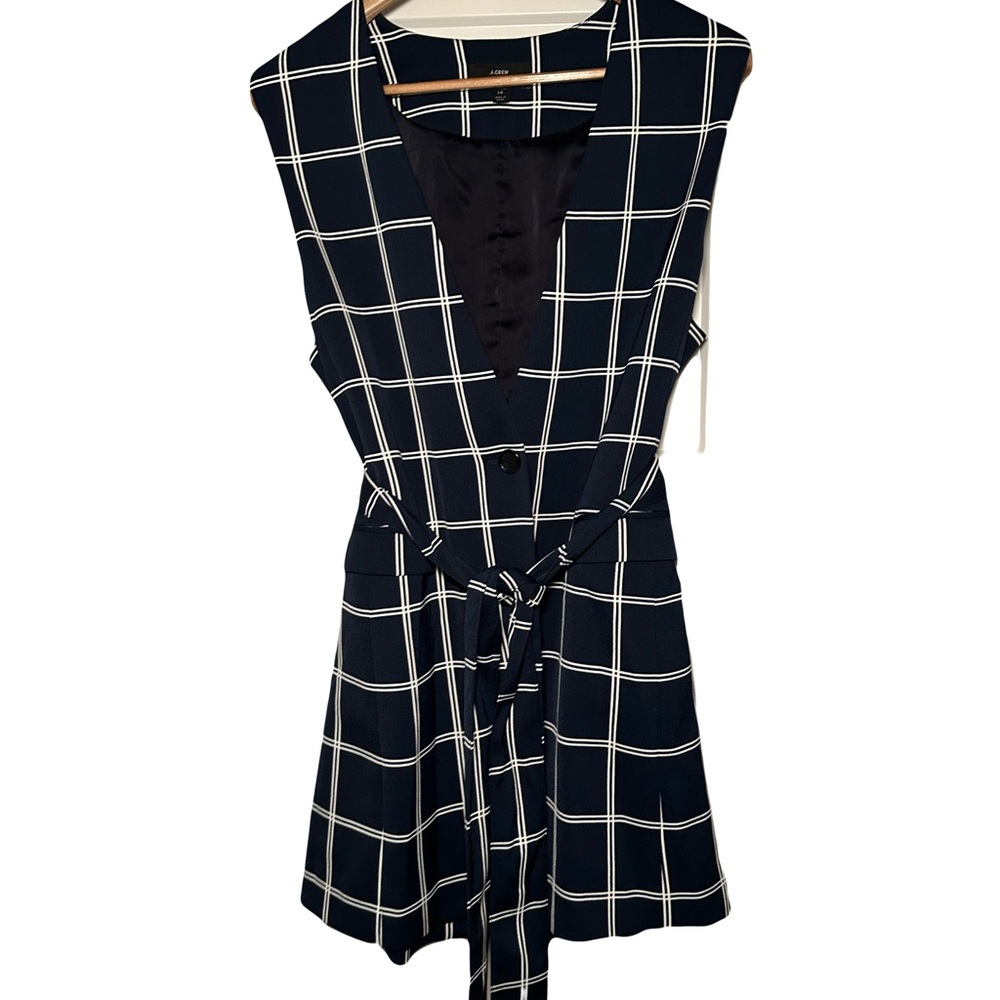 J. Crew Navy and White Plaid Sleeveless Vest - Picture 5 of 15